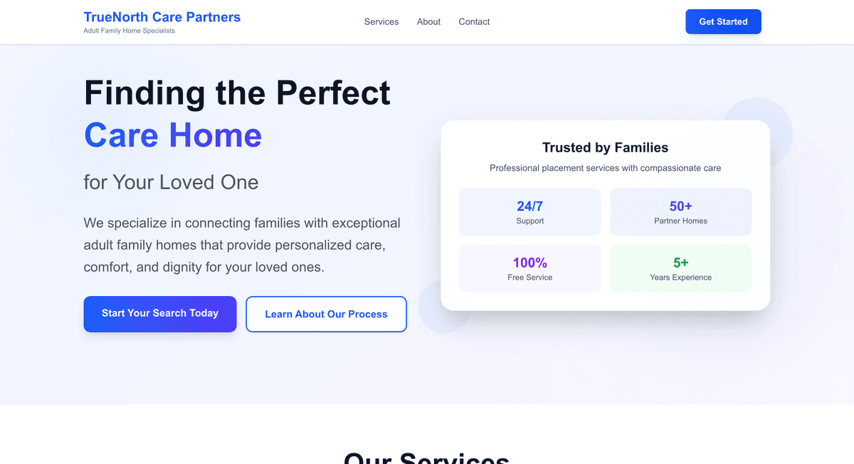 True North Care Partners Website